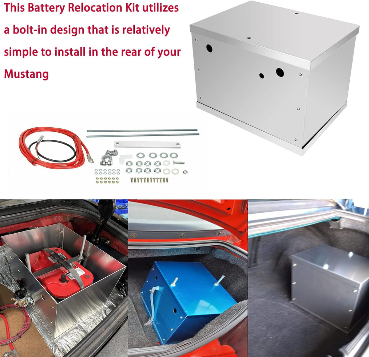 Aluminum Battery Box Relocation Kit for Ford Mustang A860622