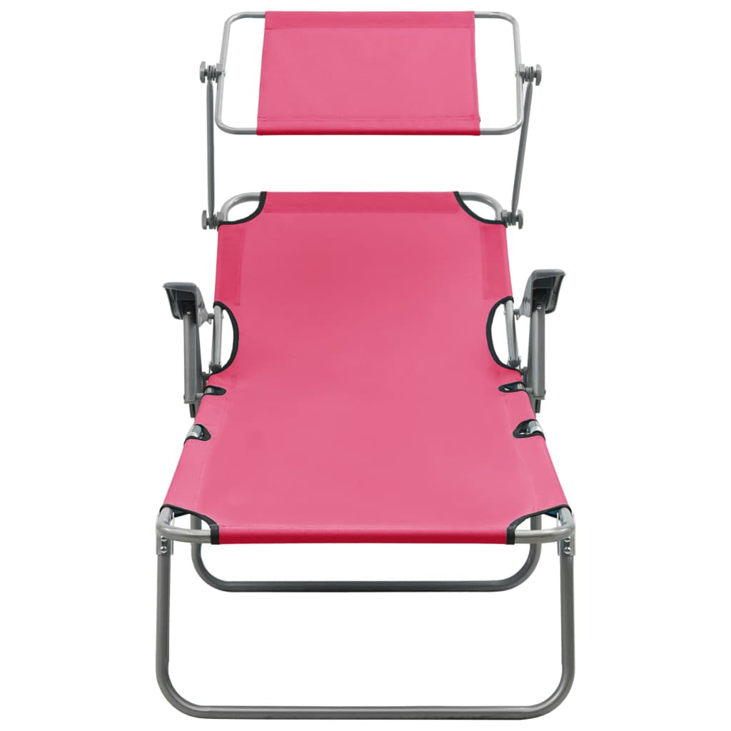 Pink Steel Sun Lounger with Canopy C3071