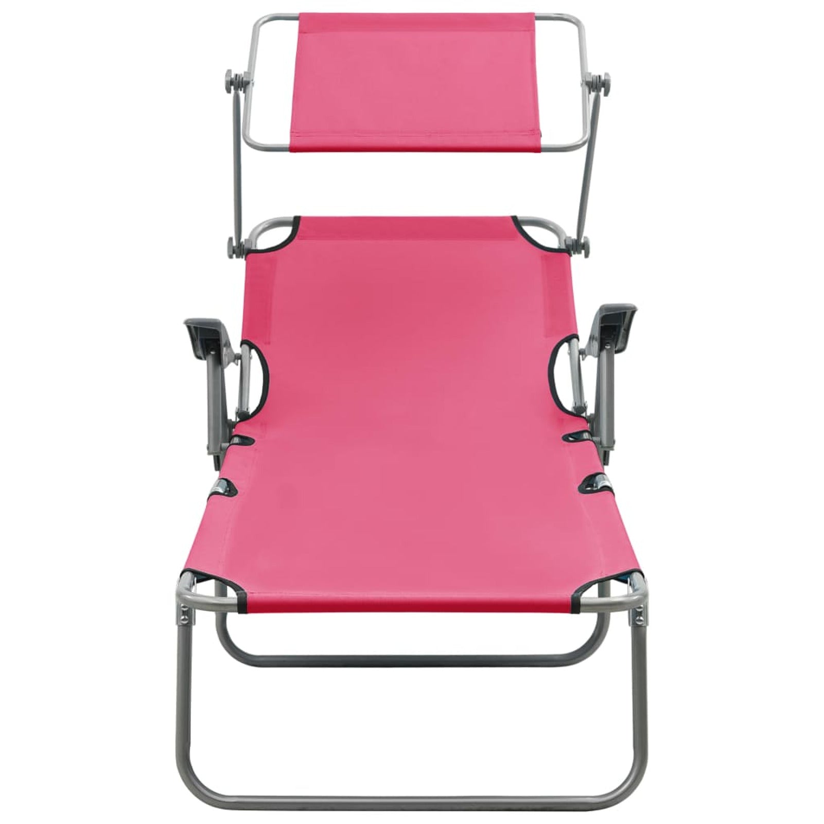 Pink Steel Sun Lounger with Canopy C3071