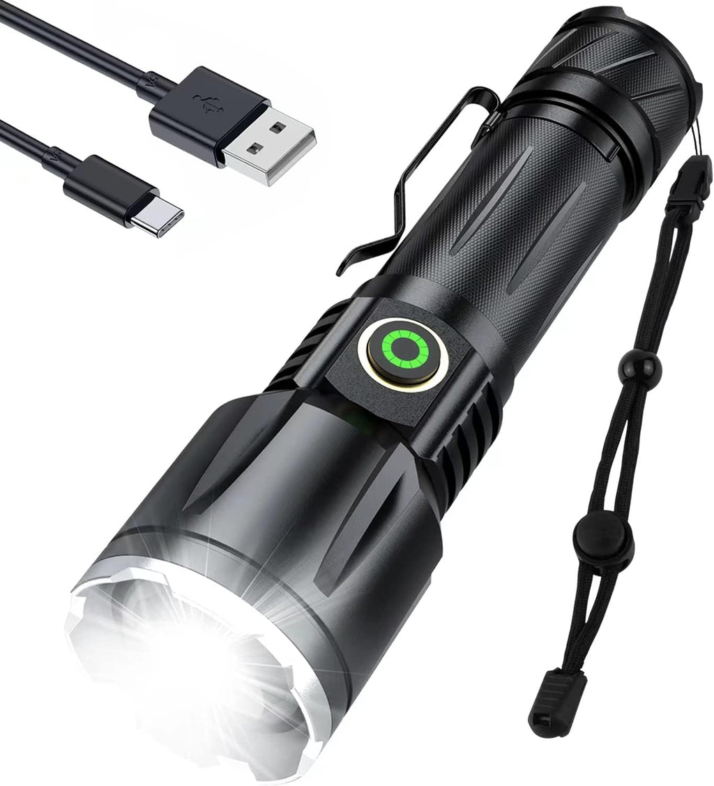 Rechargeable Tactical Flashlight, 120000 Lumens, 5 Modes, Zoomable, Waterproof E23026