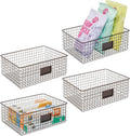 Bronze Metal Wire Food Organizer Storage Bin Basket with Label Slot, 4 Pack S1231