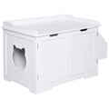 White Wooden Cat Litter Box Enclosure with Nightstand and Storage Rack Q473814