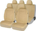 Beige PVC Leather 9 Piece Universal Car Seat Covers S287639