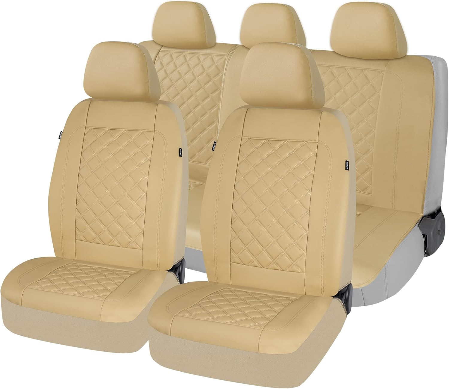 Beige PVC Leather 9 Piece Universal Car Seat Covers S287639