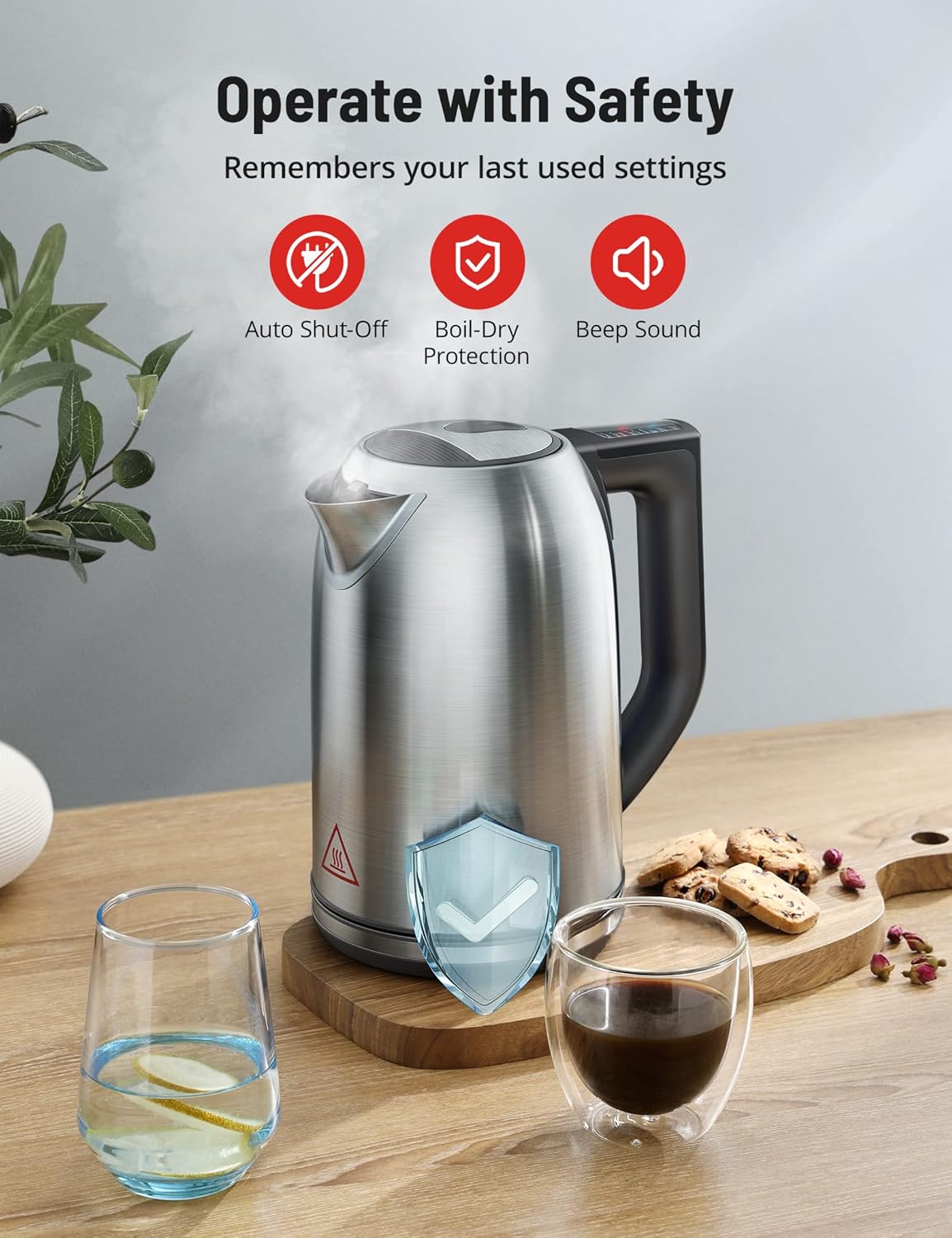 1.7L Cordless Electric Kettle with 6 Temperature Settings H620