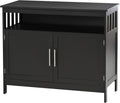 White Wooden Kitchen Console Table with 2-Level Cabinet and Open Shelf C971804