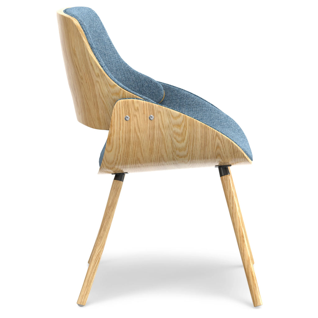 Denim Blue Polyester Linen Bentwood Dining Chair Y9872