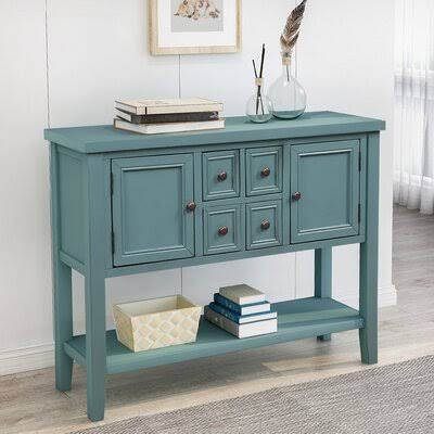 46x22 Wide 4 Drawer Acacia Wood Sideboard T947