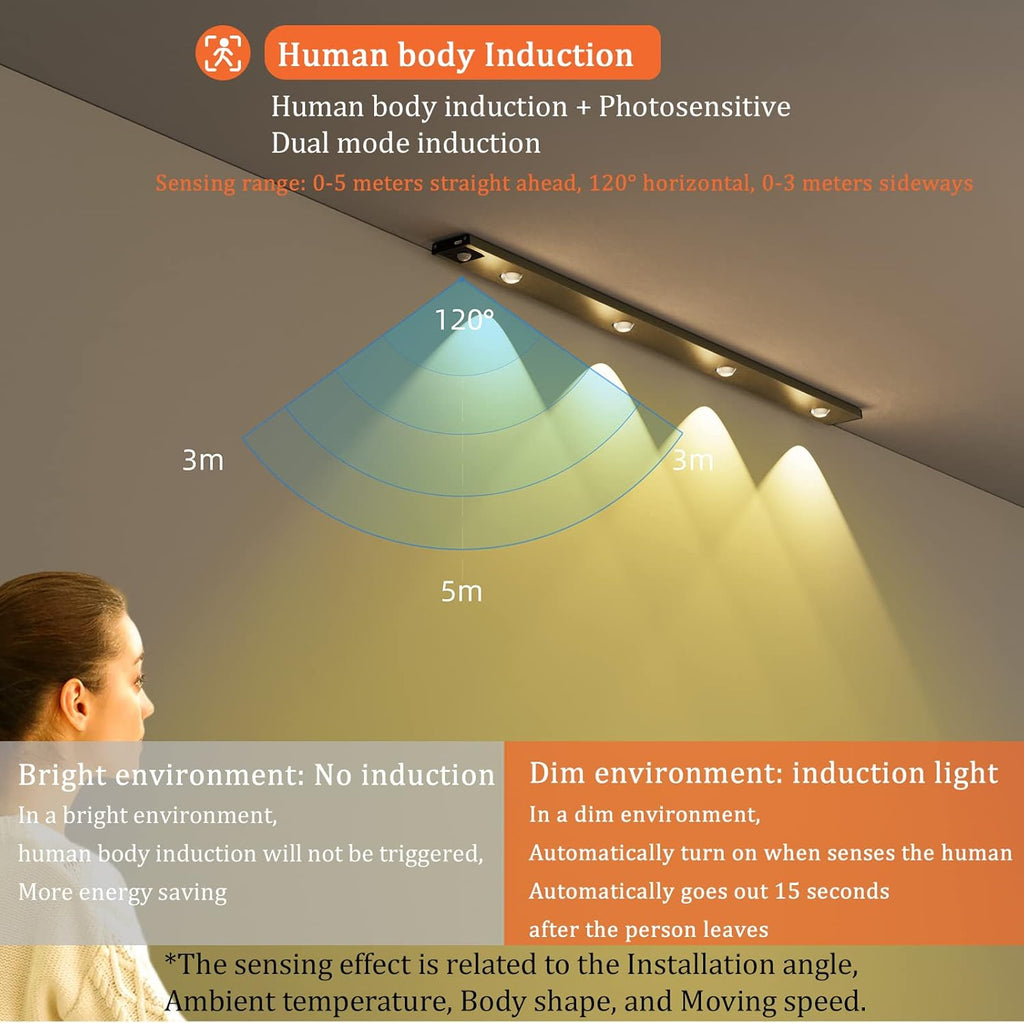 Under Cabinet LED Motion Sensor Light, 23.62 inch, 7 Color, Wireless USB Rechargeable W949