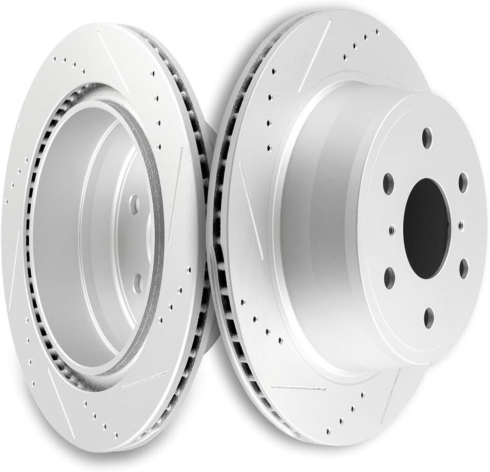 Drilled & Slotted Rear Brake Rotors, 2pcs I7739
