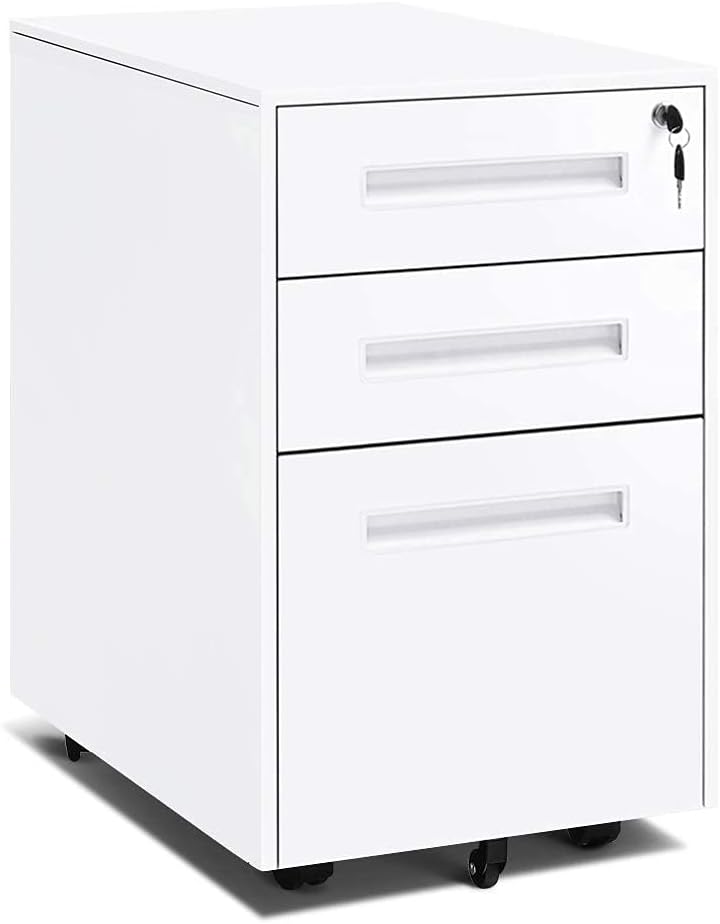 3 Drawer White Metal Lateral File Cabinet G370