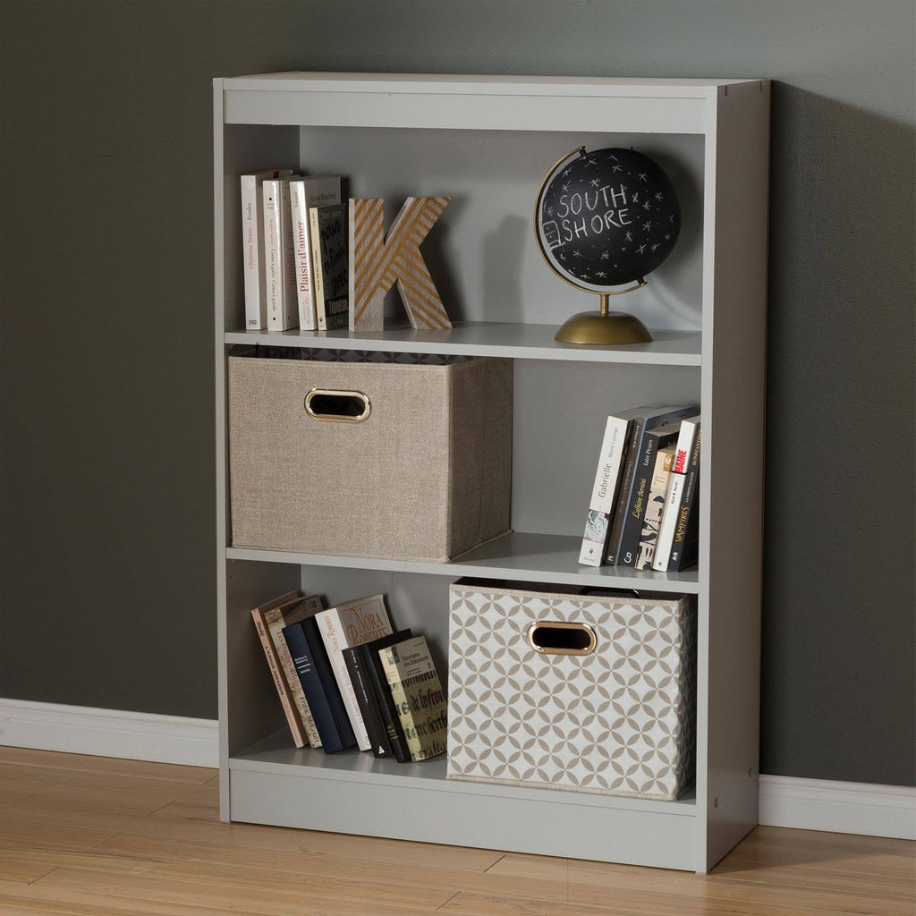 3-Shelf Bookcase, Soft Gray X9077