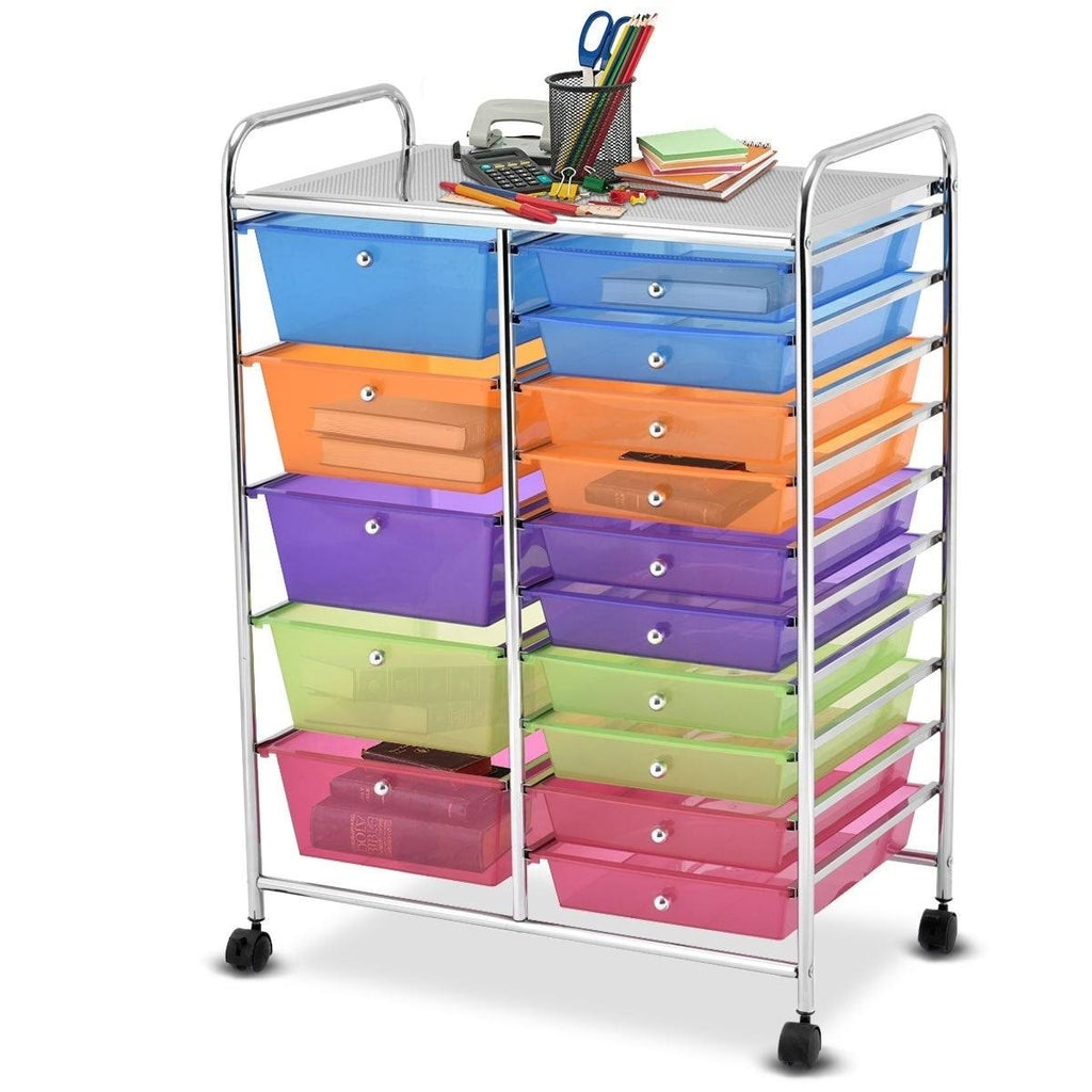 Blue 15-Drawer Rolling Utility Cart with Wheels Z944