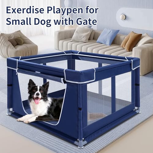 42x42x25 Inch Oxford Fabric Pet Playpen with Gate V47517