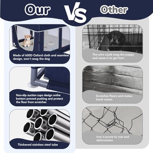 42x42x25 Inch Oxford Fabric Pet Playpen with Gate V47517