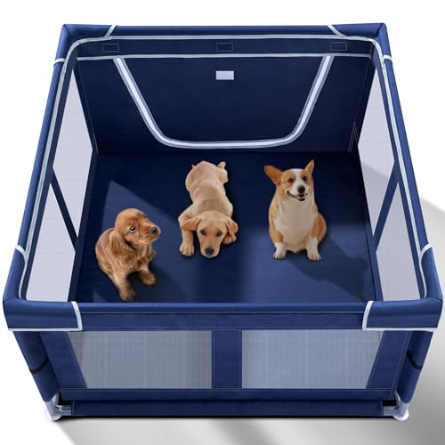 42x42x25 Inch Oxford Fabric Pet Playpen with Gate V47517