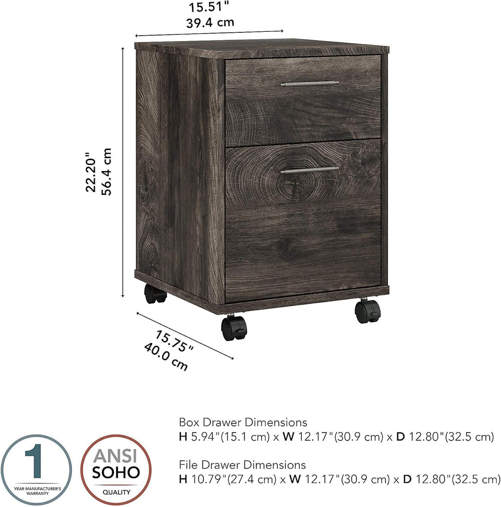 Dark Gray Hickory 2 Drawer Mobile File Cabinet C14477