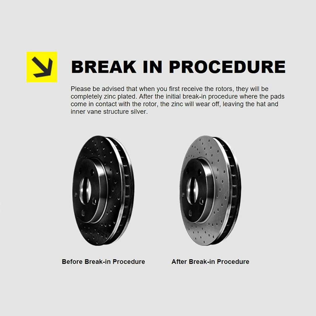 Front Black Hart Drilled Brake Rotors and Brake Pad T552646