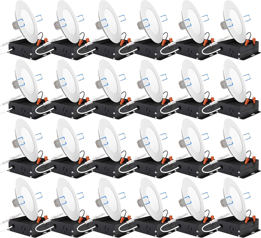 24 Pack 4 Inch Ultra Thin LED Recessed Ceiling Lights, 4000K Cool White, Dimmable 10W, 650 LM Q6254