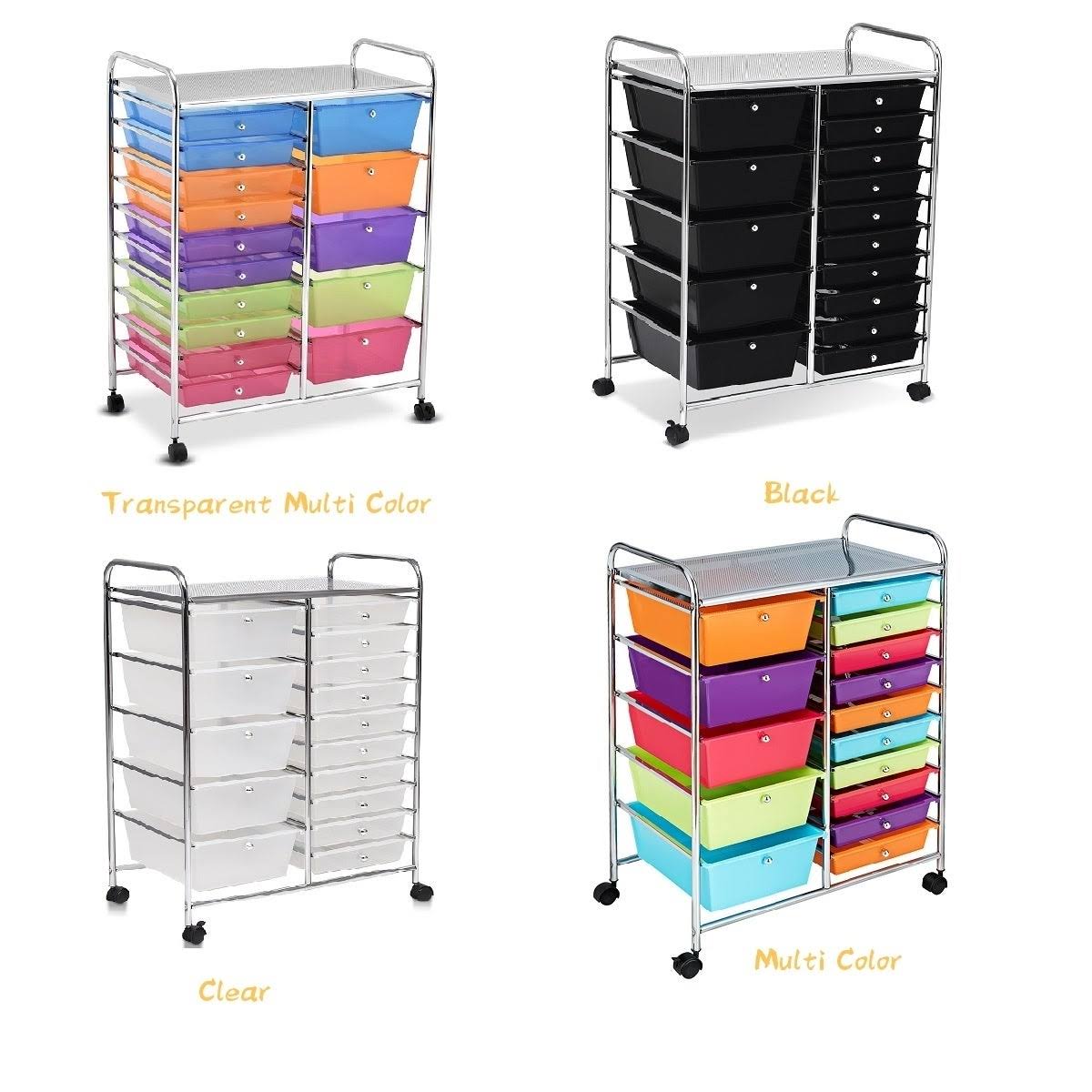 Blue 15-Drawer Rolling Utility Cart with Wheels Z944