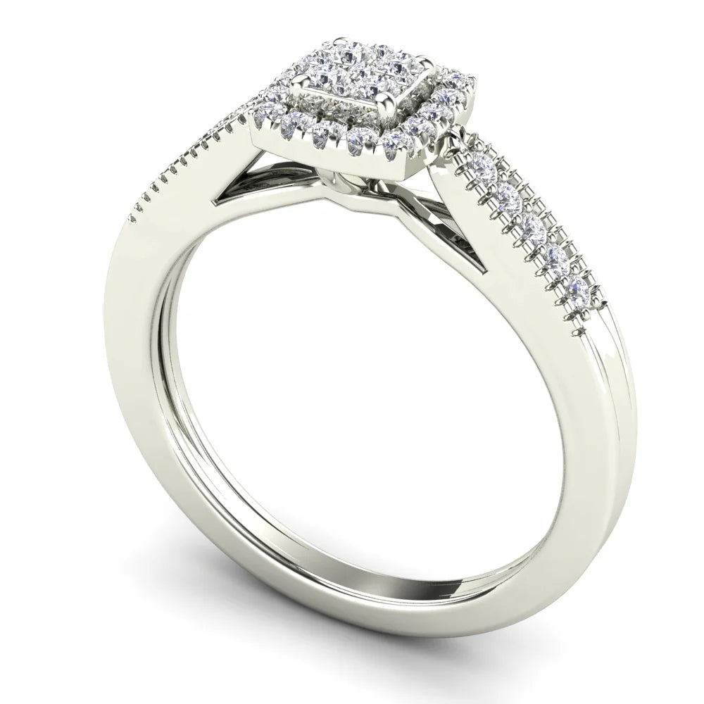10K White Gold Diamond Square Frame Engagement Ring P69237