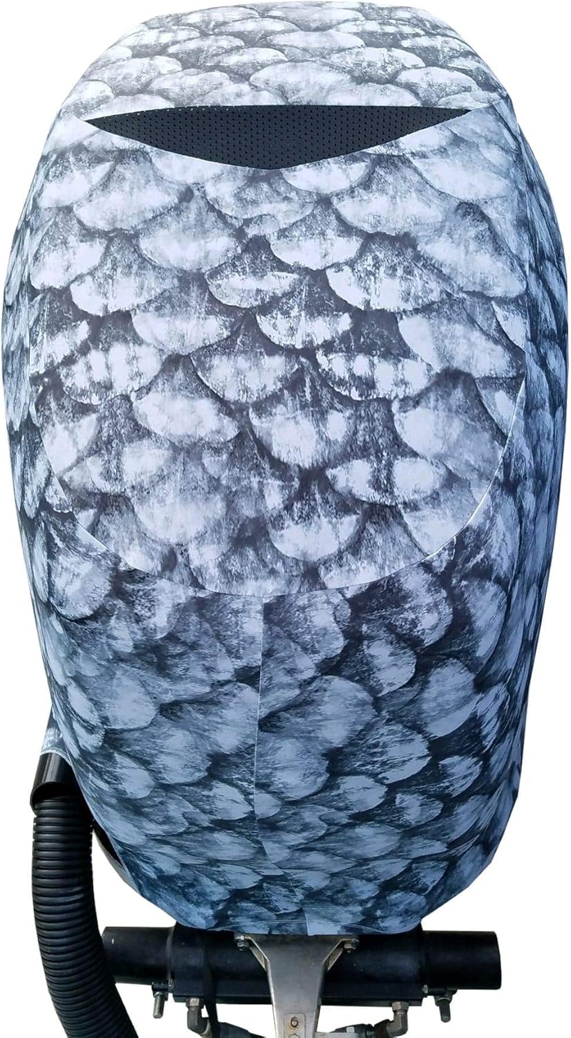 Grey Fish Scales Outboard Motor Cover W8749