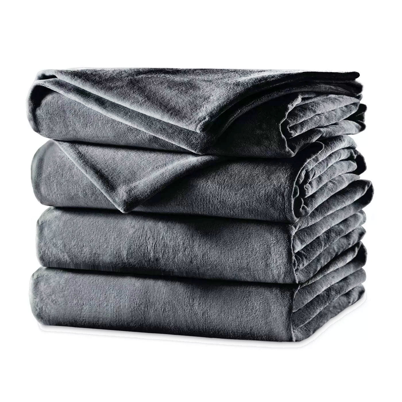 Velvet Plush Electric Heated Blanket King Size Slate Grey L4690