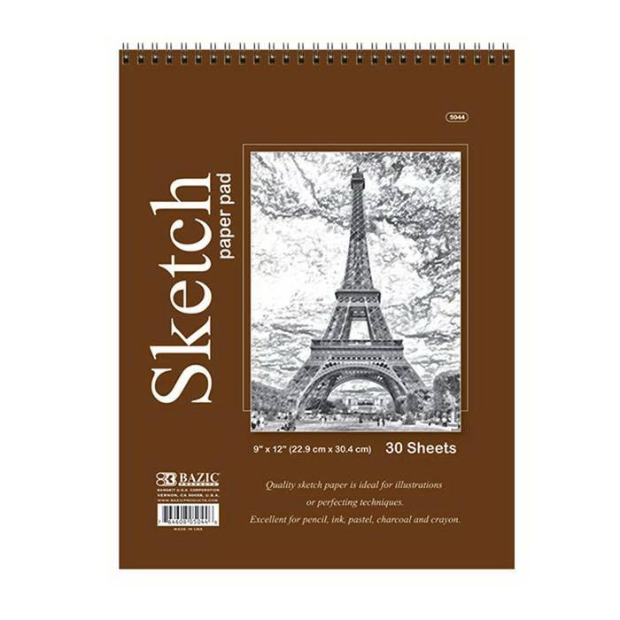 30 Ct. 9 in. x 12 in. Top Bound Spiral Sketch Pad B578