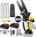 6 Inch Cordless Electric Chainsaw 21V 2.0Ah with Oil System and Safety Lock, Pack of 2 P15646
