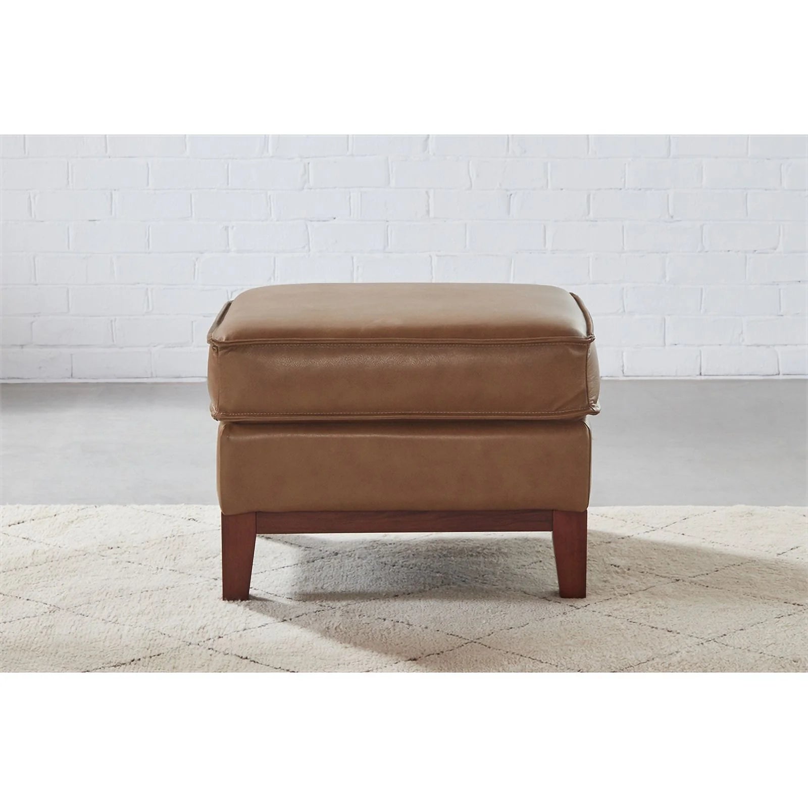 Camel Brown Genuine Leather Ottoman V53576