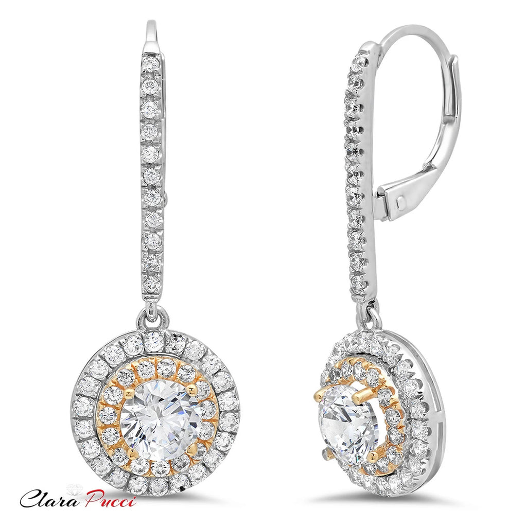 14k White Rose Gold Simulated Diamond Drop Earrings E203209