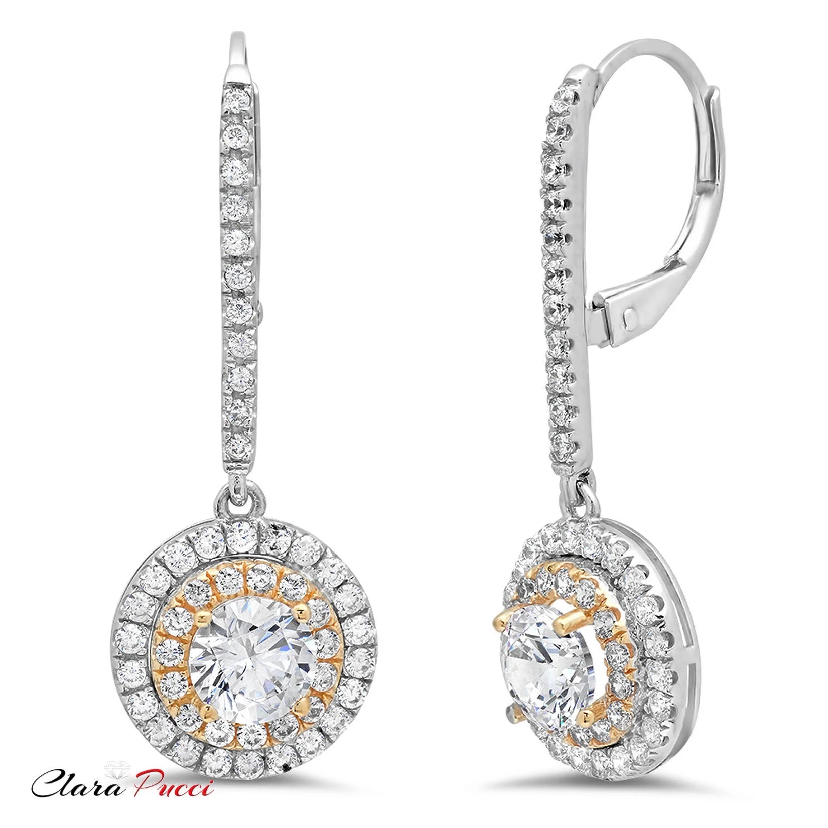 14k White Rose Gold Simulated Diamond Drop Earrings E203209