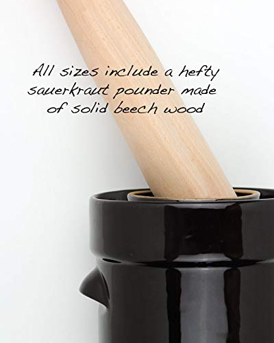 Fermentation Crock with Glazed Weights and Cabbage Tamper, 2 Liter Heirloom Red Water Sealed Jar Q920069
