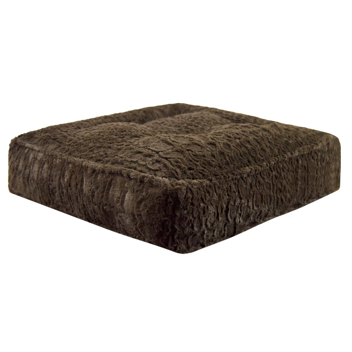 Faux Fur Rectangle Dog and Cat Bed, Serenity Brown, Medium L9931