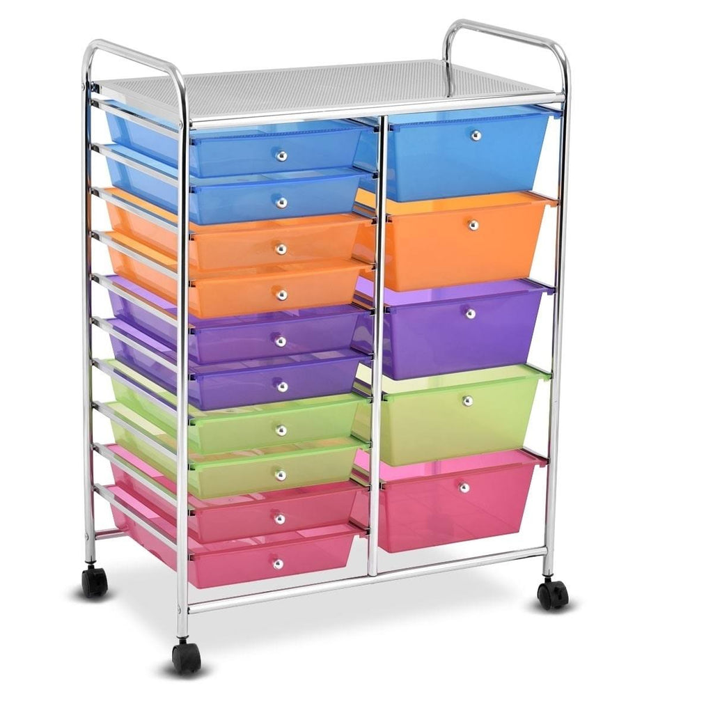 Blue 15-Drawer Rolling Utility Cart with Wheels Z944