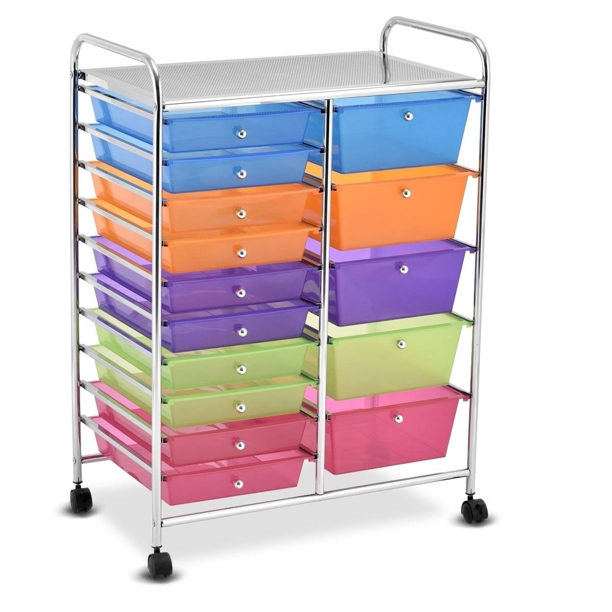 Blue 15-Drawer Rolling Utility Cart with Wheels Z944