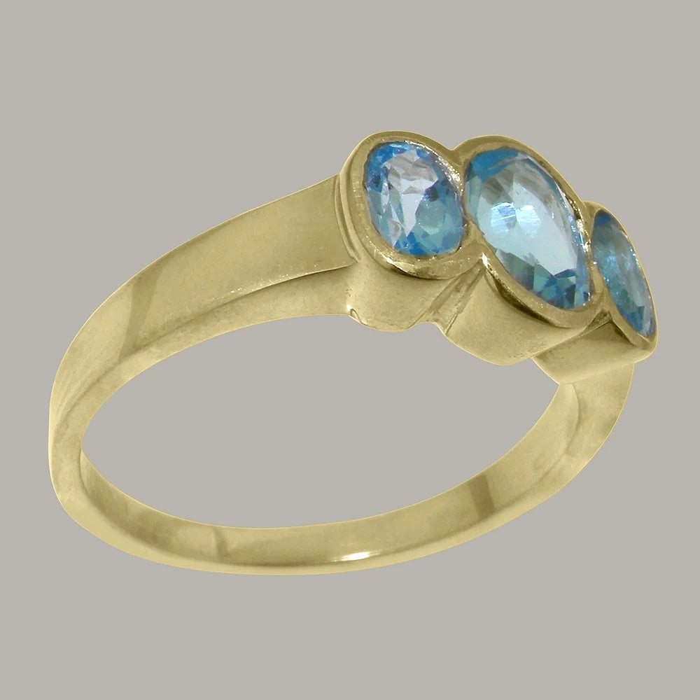 14k Yellow Gold Natural Blue Topaz Womens Ring M361
