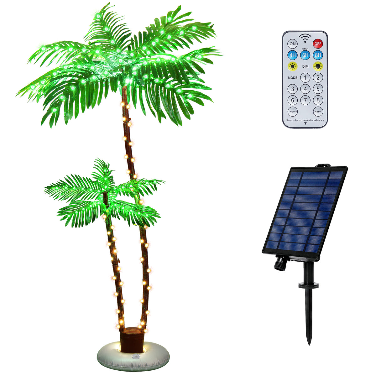 Solar Artificial Palm Tree 6Ft Lighted with 8 Modes N160