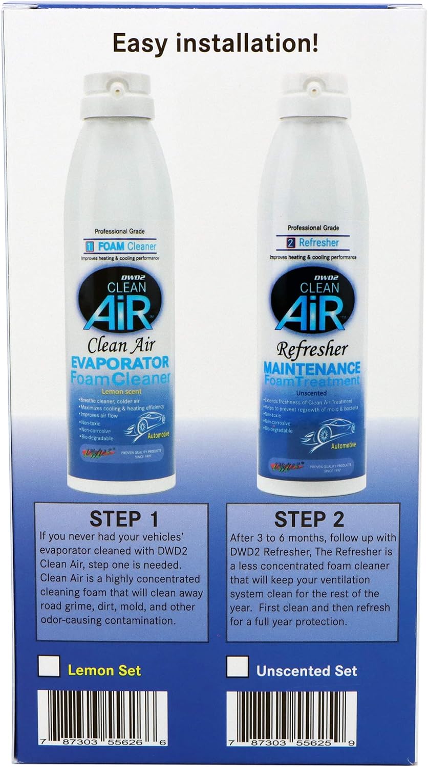 Automotive Foaming AC Evaporator Coil Cleaner & Refresher, Unscented, Pack of 2 V555475