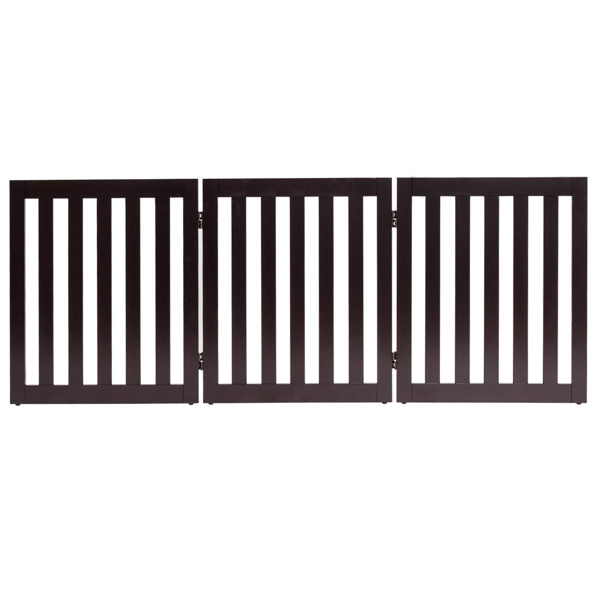 Folding Standing 3 Panels Wood Pet Fence Brown G356646