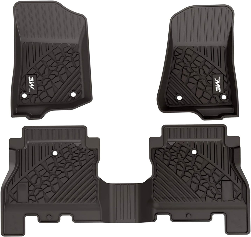 Black TPE Floor Mats for Jeep Gladiator 2020-2022, 1st & 2nd Row Full Set C467630