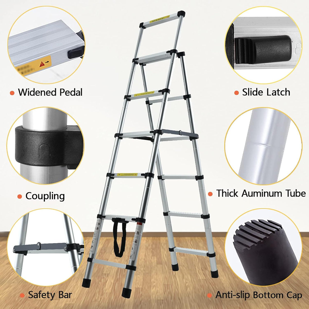 A-Frame Aluminum Telescoping Folding Ladder 330lb Capacity H33333