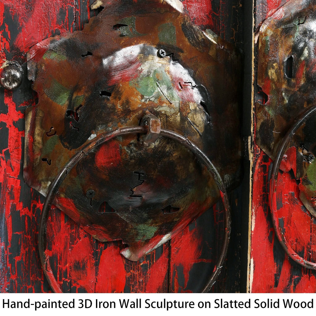 Antique Wooden Doors Mixed Media Hand Painted Iron Wall Art G39260