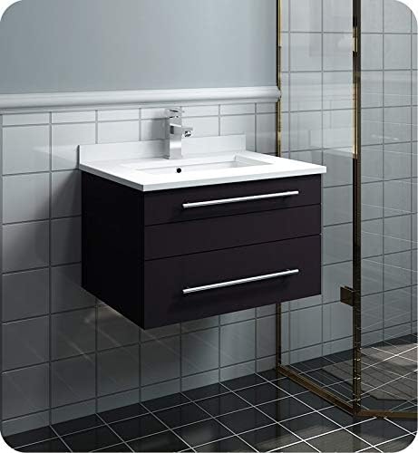 Espresso Wall Hung Bathroom Cabinet with Top and Undermount Sink A976