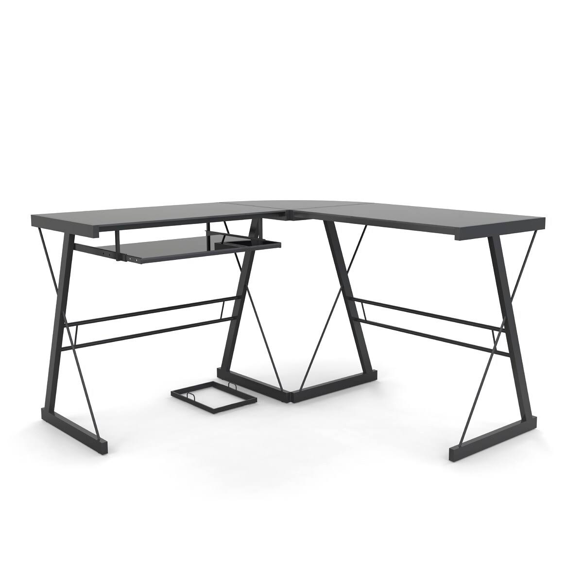 Black 3-Piece Corner L-Shaped Computer Desk Y253