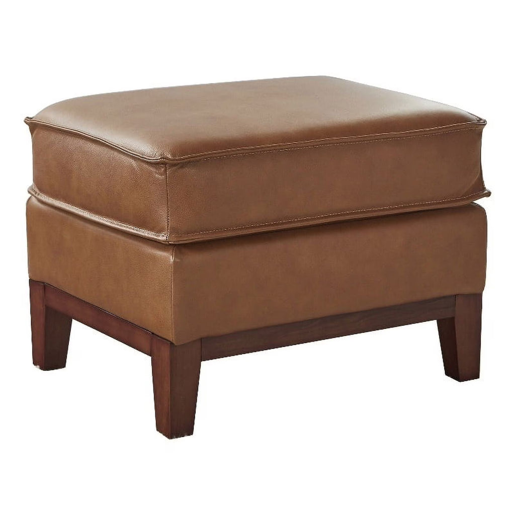 Camel Brown Genuine Leather Ottoman V53576