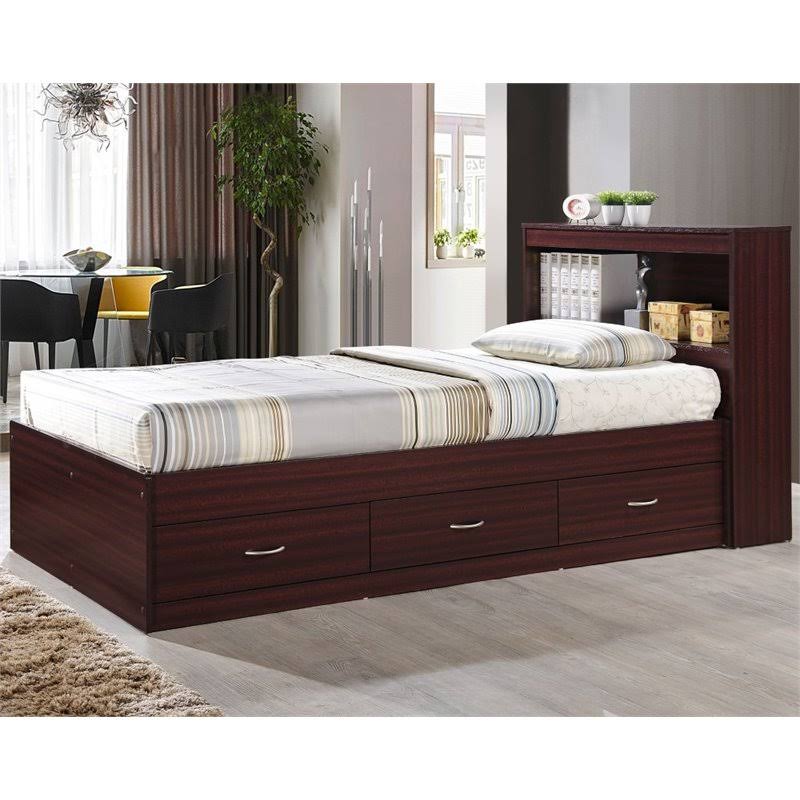Twin Captain Storage Bed with 3 Drawers in Mahogany H508141