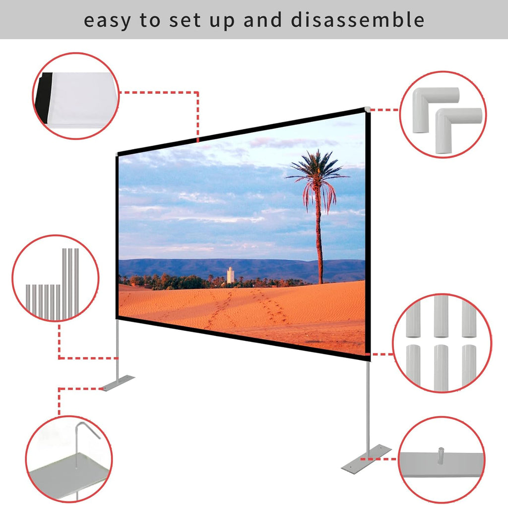120 inch Portable Projection Screen with Stand and Carry Bag A4537
