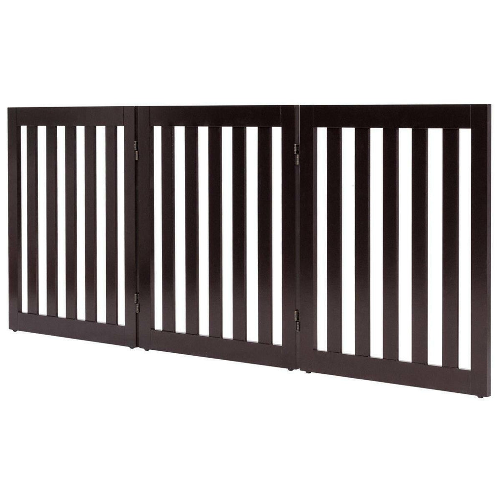 Folding Standing 3 Panels Wood Pet Fence Brown G356646