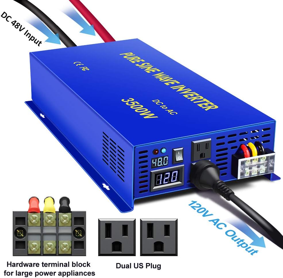 3500 Watt Pure Sine Wave Power Inverter 48V to 120V AC D3833